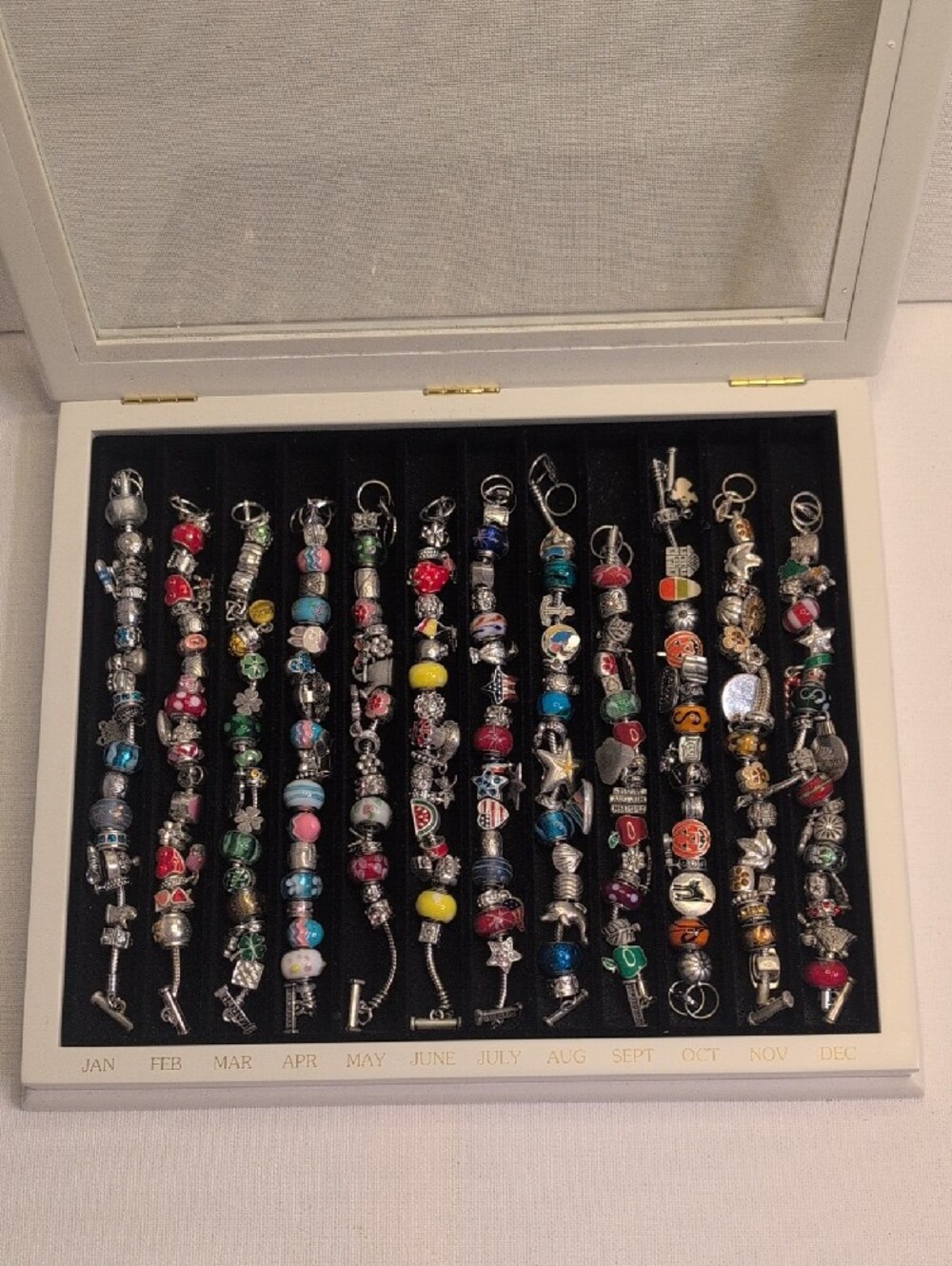Wiilabee & Ward 12 Months Of Holidays Charm Bracelet with Multicolor Glass Beads